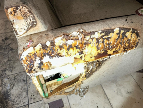 Damaged furniture due to fire damage
